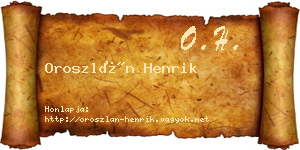Oroszlán Henrik névjegykártya